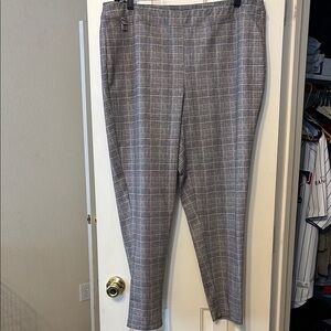 Cream and Gray Plaid Tailored Trousers
